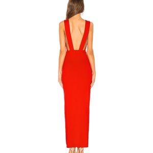 Revolve Superdown Red Halter Formal Dress Jersey Maxi